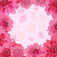 Romantic flower greeting card with dahlias and copy space N2