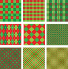 Set of Christmas and New Year plaid seamless patterns