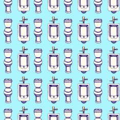 Sketch toilet and urinal in vintage style
