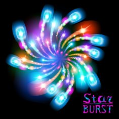 Festive patterned firework bursting in various shapes sparkling pictograms set N9