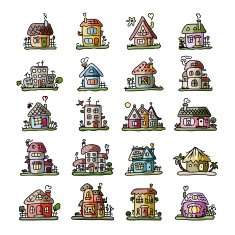 Set of houses sketch for your design N7