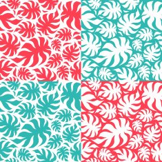 Set of palm leaves seamless pattern