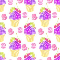 Watercolor cupcake pattern N2