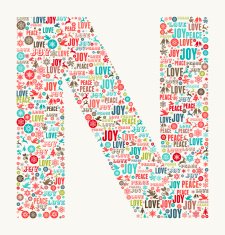 Letter N on Holiday Christmas White Background