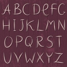 Decorative alphabet on wooden background vector
