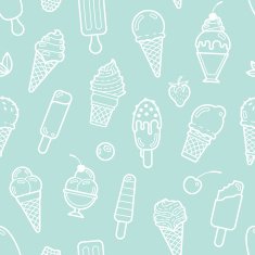 Vector cute mint seamless pattern with ice creams N2