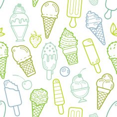 Vector cute lime seamless pattern with ice creams N2