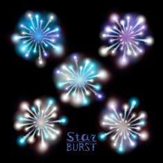 Festive patterned firework bursting in various shapes sparkling pictograms set N12