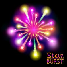 Festive patterned firework bursting in various shapes sparkling pictograms set N17