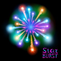 Festive patterned firework bursting in various shapes sparkling pictograms set N18