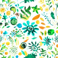 Floral bright colorful decorative watercolor illustration
