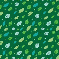 Vector Green Painted Leaves Stars Diagonal Seamless Pattern