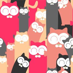 Colorful seamless pattern with funny cats
