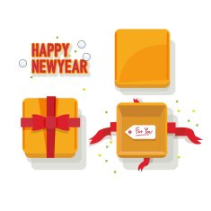 Gift Boxes with top cover and ribbon - vector illustration