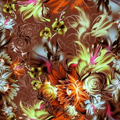 Seamless pattern Tropical exotic flowers drawn in pencil and watercolo N11