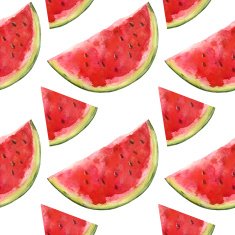 Watercolor seamless pattern with watermelons slices