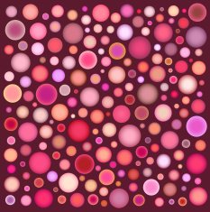 many pink orange bubbles on deep red