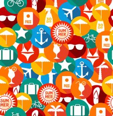 Seamless pattern of summer icons Bright texture in flat