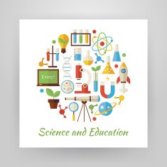 Flat Style Circle Vector Set of Science and Education Objects N2