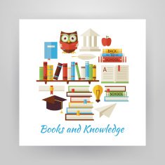 Flat Style Circle Vector Set of Books Education and Knowledge N2