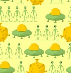 UFO and alien seamless pattern Vector background