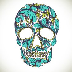 Vector illustration with Hand Drawn Skull N7