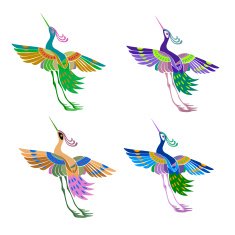 Ethnic abstract pattern magic birds in the Japanese style N3