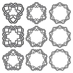 Nine circular decorative elements with stripes braiding for design N4