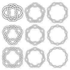 Nine circular decorative elements with stripes braiding for design N5