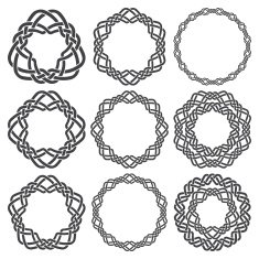 Nine circular decorative elements with stripes braiding for design N8