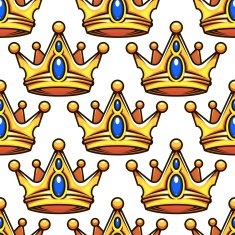 Cartoon golden crowns seamless pattern