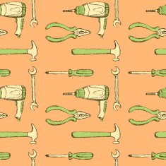 Sketch tools and drill in vintage style