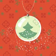 Christmas New Year greeting card Ball with new year tree