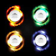 Set of 4 illustration digital flare in circular frame