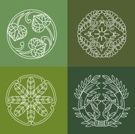 Monograms Line design floral elements for logo N2