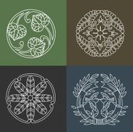 Monograms Line design floral elements for logos
