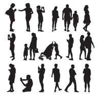 Set of Silhouette People Vector Illustration