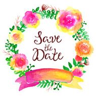 Watercolor vector floral frame