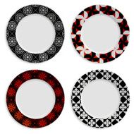 Set of plates with pattern isolated on white