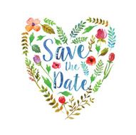Heart of watercolor leaves wedding invitation N2