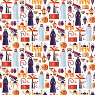Ramadan Kareem icons set of Arabian flat design