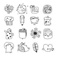 Vector Icons Set of Cartoon Objects and Characters