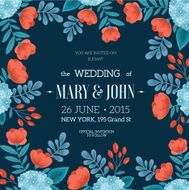 Fun Flowers wedding invitation Vector illustration