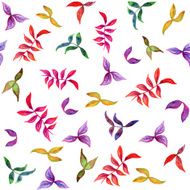 Watercolor seamless pattern with decorative colorful leafs