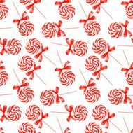Red striped lollypops watercolor seamless vector print