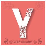 Set of Christmas stylized alphabet and numbers with snowflakes