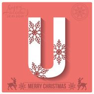 Set of Christmas stylized alphabet and numbers with snowflakes N5