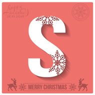 Set of Christmas stylized alphabet and numbers with snowflakes N7