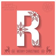 Set of Christmas stylized alphabet and numbers with snowflakes N8