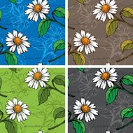 Seamless Background with hand-drawn Chamomiles